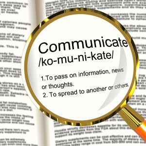 Communicate Definition Magnifier Showing Dialog Networking Or Speaking
