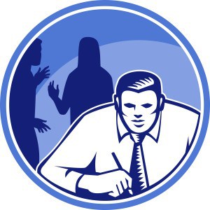 Office Worker Businessman Writing Woodcut